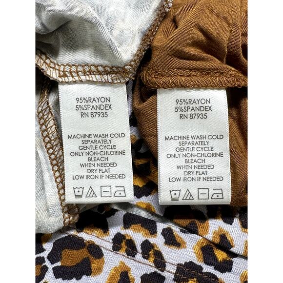 LOGO Lori Goldstein Top Womens Medium Tan Camel Twin Set Layered Tunic Stretch - Picture 7 of 8